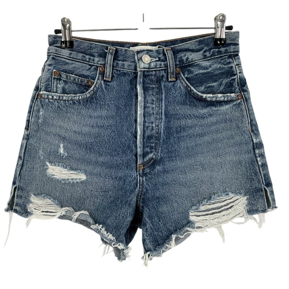 Agolde Distressed Blue Dee Shorts Size 25 - Picture 2 of 4